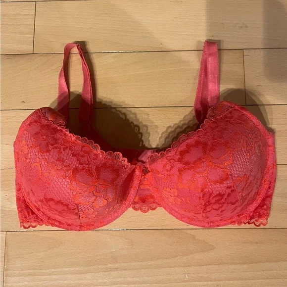 Savage X Fenty Floral Lace Balconette Bra with X Charm in Sweeter Pink Two-Tone - Picture 4 of 10